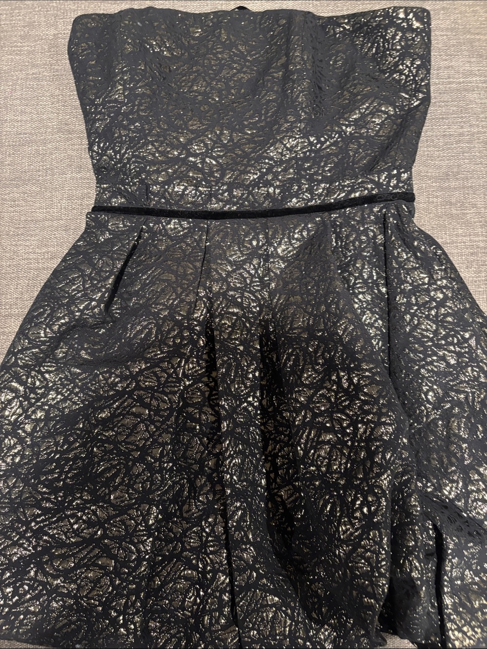 Rachel Zoe Black Metallic-Textured Strapless Cocktail Dress